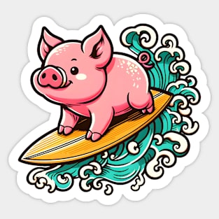 Surfing pig Sticker